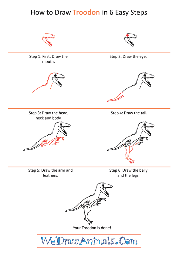 How to Draw a Cartoon Troodon - Step-by-Step Tutorial
