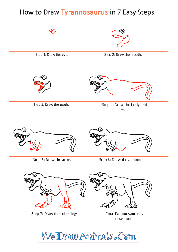 How to Draw a Cartoon Tyrannosaurus - Step-by-Step Tutorial