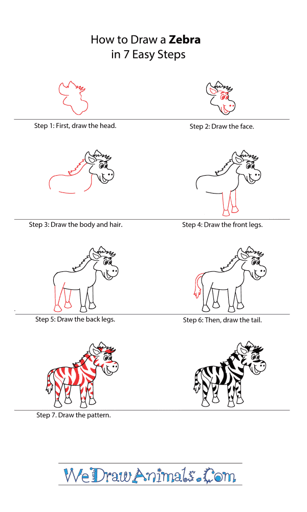 How to Draw a Cartoon Zebra - Step-by-Step Tutorial