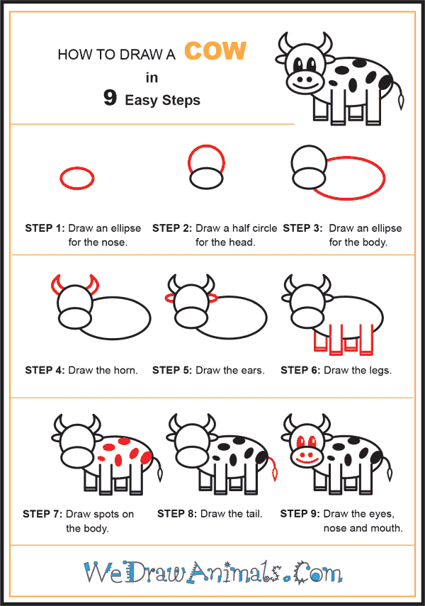 How to Draw a Cow for Kids - Step-by-Step Tutorial