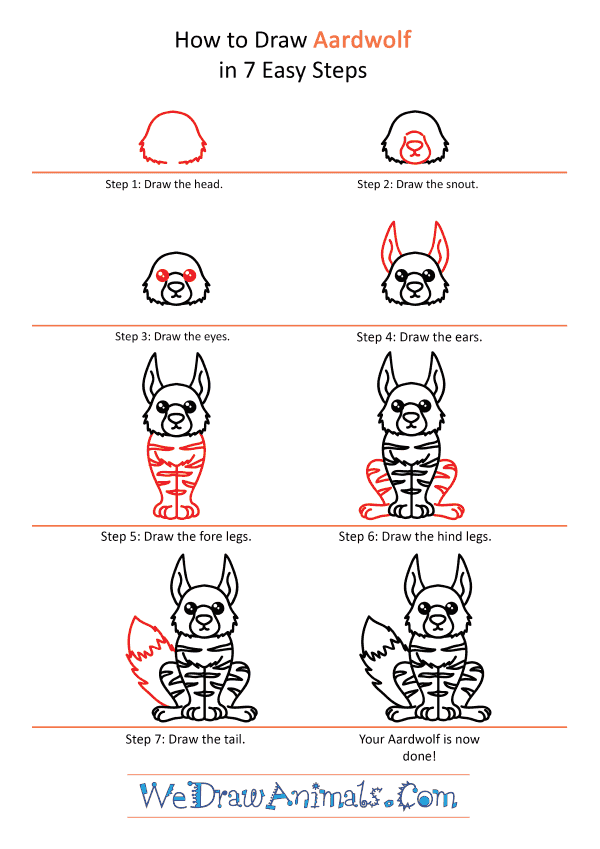 How to Draw a Cute Aardwolf - Step-by-Step Tutorial