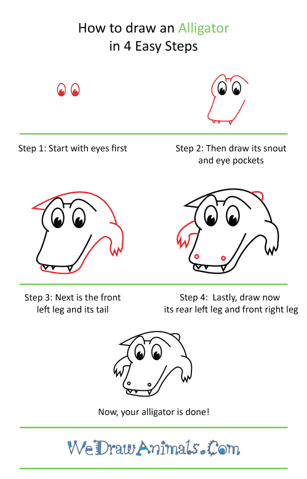 How to Draw a Cute Alligator - Step-by-Step Tutorial