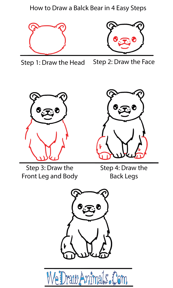 How to Draw a Cute Black Bear - Step-by-Step Tutorial