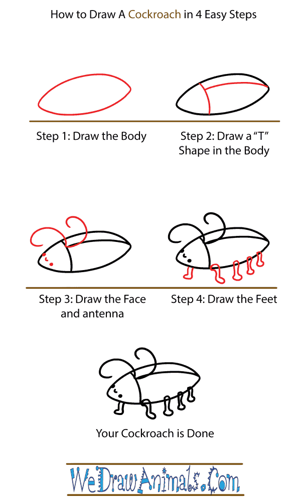 How to Draw a Cute Cockroach - Step-by-Step Tutorial