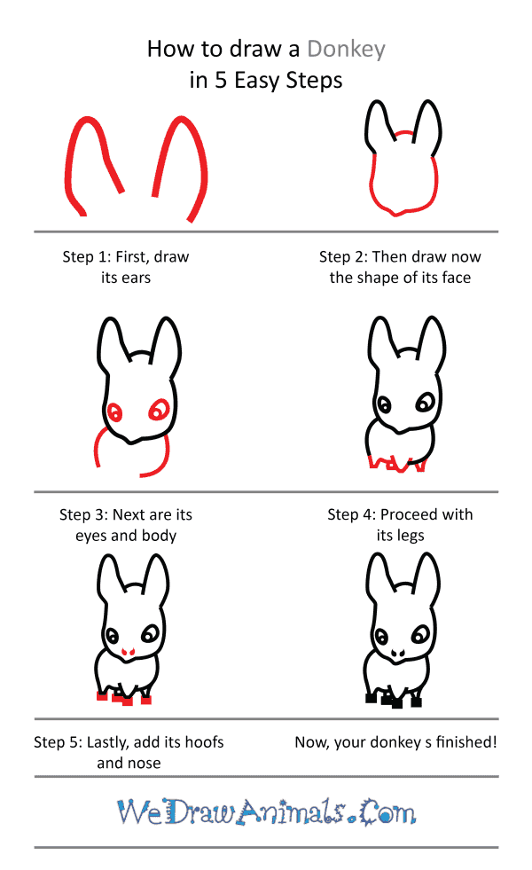 How to Draw a Cute Donkey - Step-by-Step Tutorial