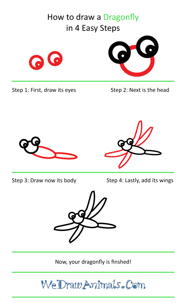 How to Draw a Cute Dragonfly - Step-by-Step Tutorial