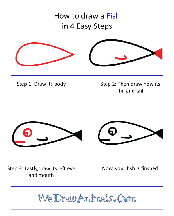 How to Draw a Fish Easy Step By Step - Made with HAPPY