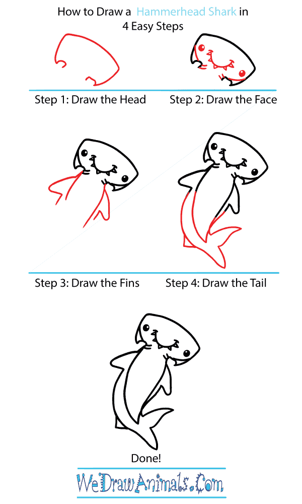 How to Draw a Cute Hammerhead Shark - Step-by-Step Tutorial