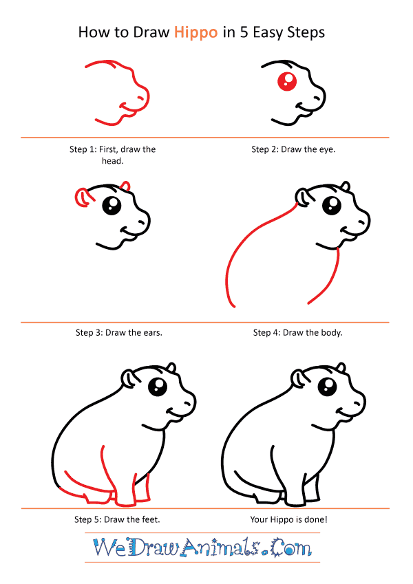 How to Draw a Cute Hippo - Step-by-Step Tutorial