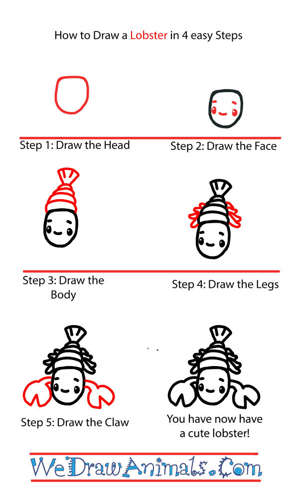 How to Draw a Cute Lobster - Step-by-Step Tutorial