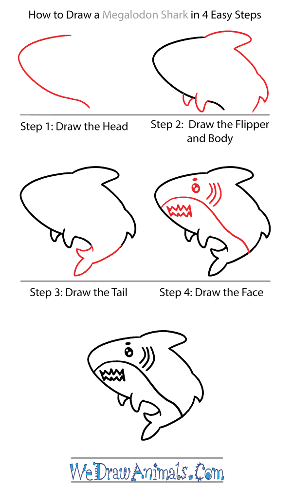 How to Draw a Cute Megalodon Shark - Step-by-Step Tutorial