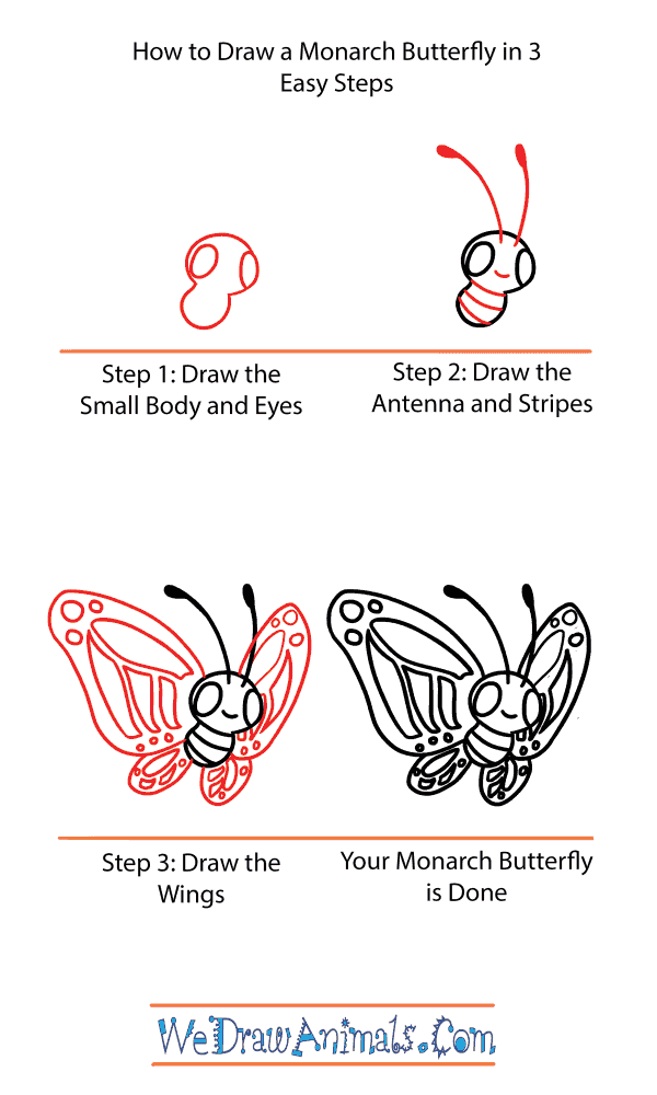How to Draw a Cute Monarch Butterfly - Step-by-Step Tutorial