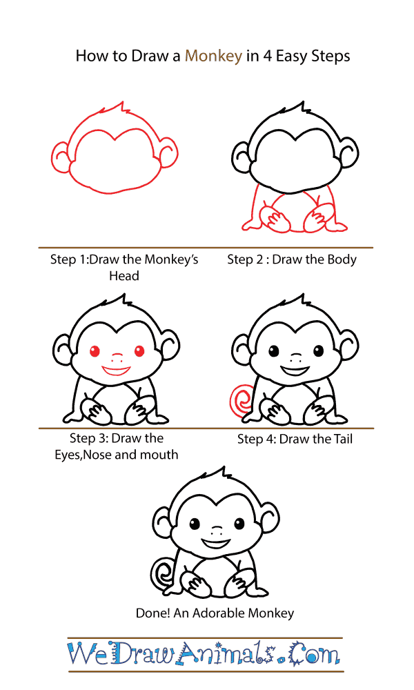 How to Draw a Cute Monkey - Step-by-Step Tutorial