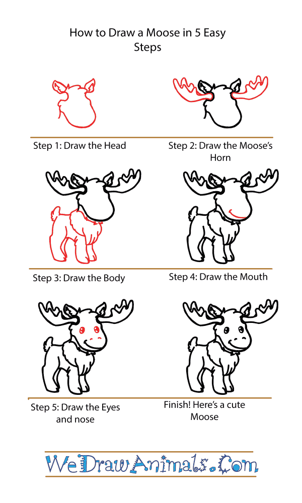 How to Draw a Cute Moose - Step-by-Step Tutorial