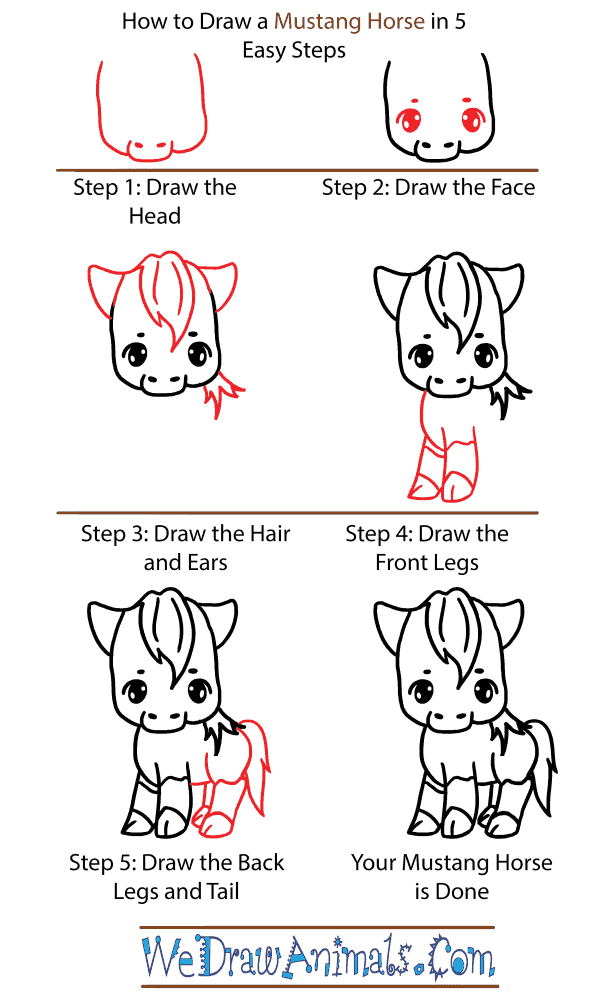 How to Draw a Cute Mustang Horse - Step-by-Step Tutorial