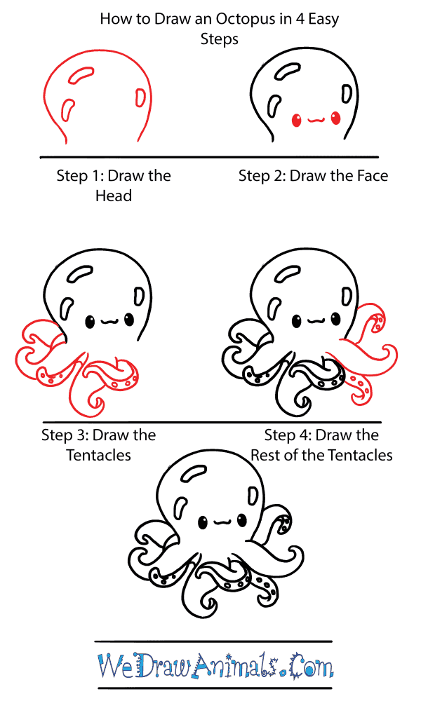 How to Draw a Cute Octopus - Step-by-Step Tutorial