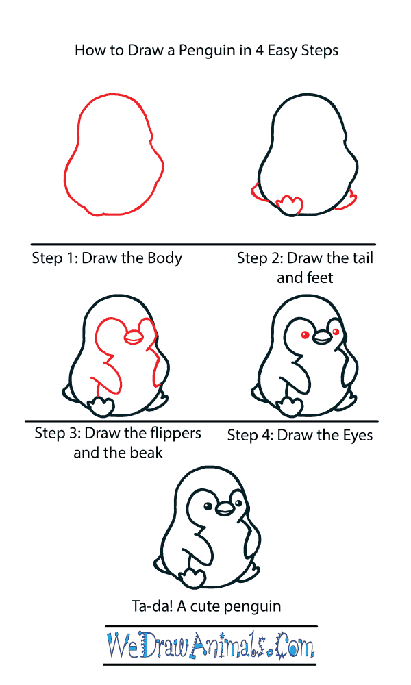 how to draw a cute cartoon penguin