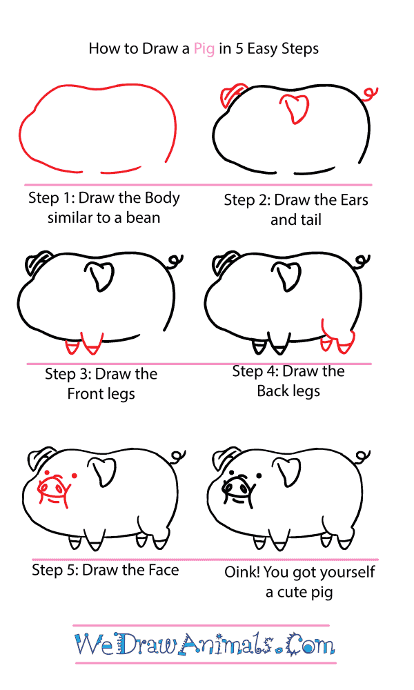 easy cute drawings of pigs