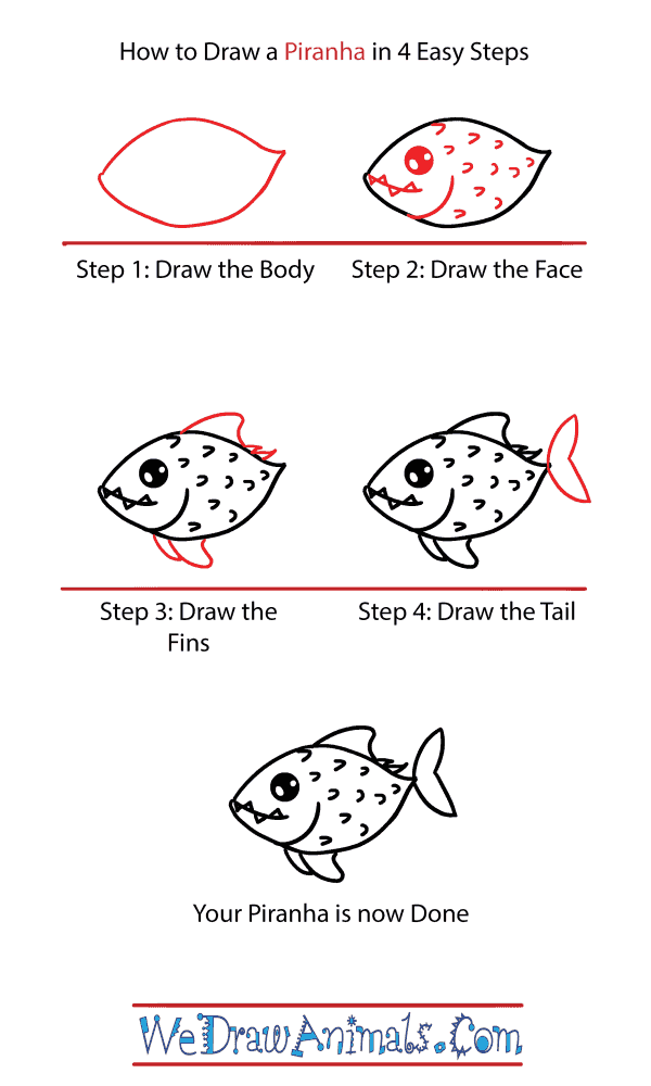 How to Draw a Cute Piranha - Step-by-Step Tutorial
