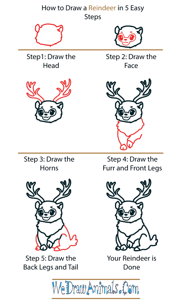 How to Draw a Cute Reindeer - Step-by-Step Tutorial