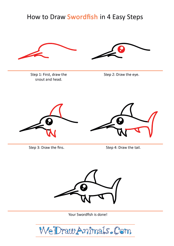 How to Draw a Cute Swordfish - Step-by-Step Tutorial