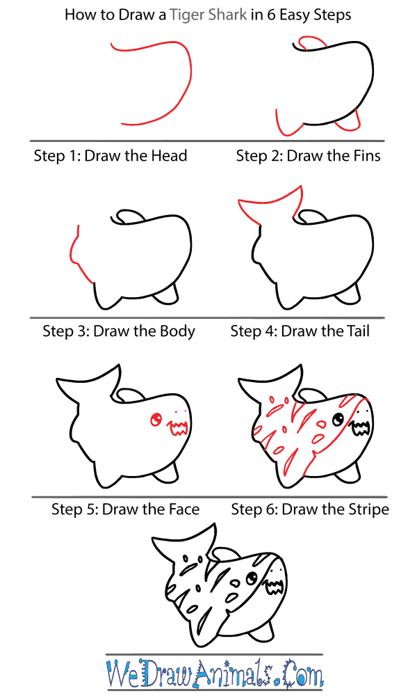 How to Draw a Cute Tiger Shark - Step-by-Step Tutorial
