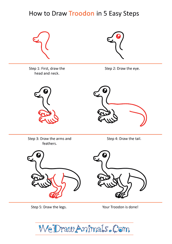 How to Draw a Cute Troodon - Step-by-Step Tutorial