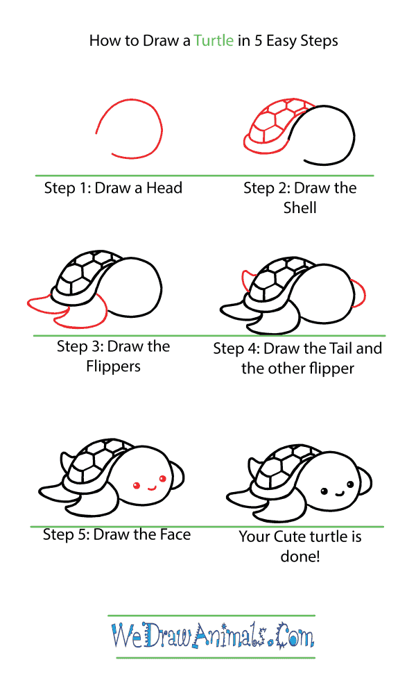 How to Draw a Cute Turtle - Step-by-Step Tutorial