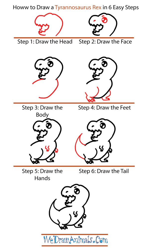 How to Draw a Cute Tyrannosaurus - Step-by-Step Tutorial
