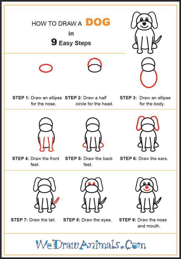 simple dog drawings step by step