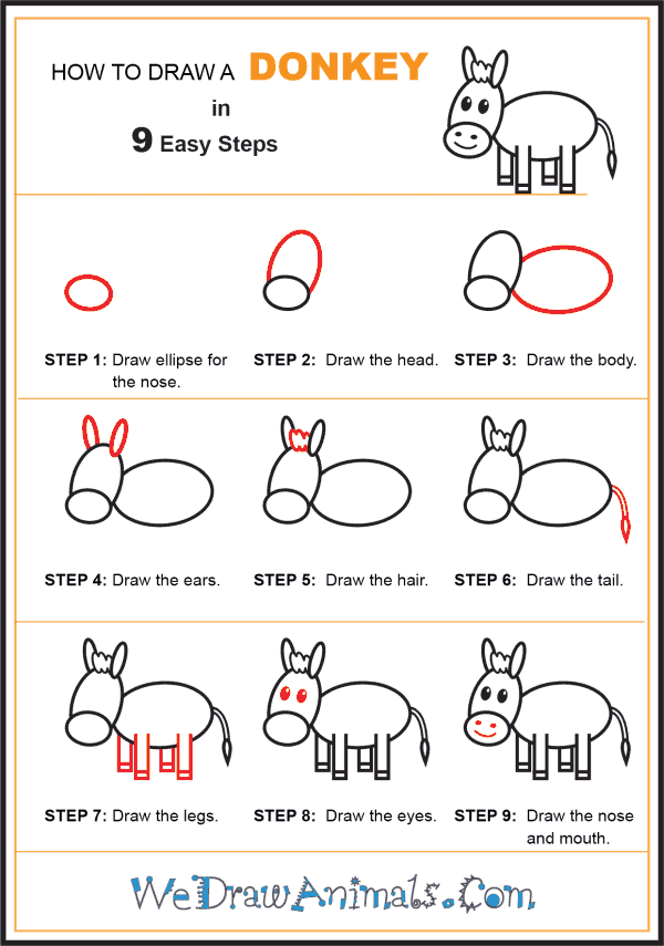 How to Draw a Donkey for Kids - Step-by-Step Tutorial