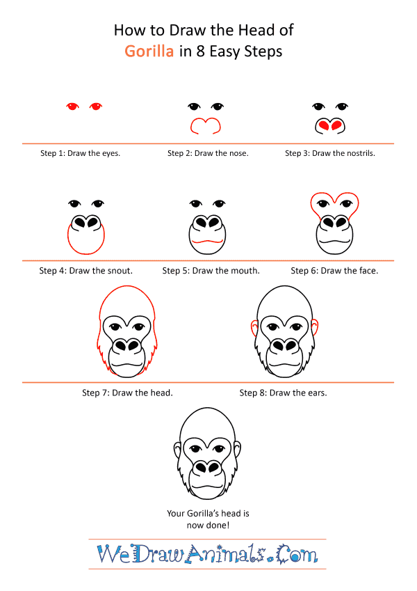 How to Draw a Gorilla Face - Step-by-Step Tutorial