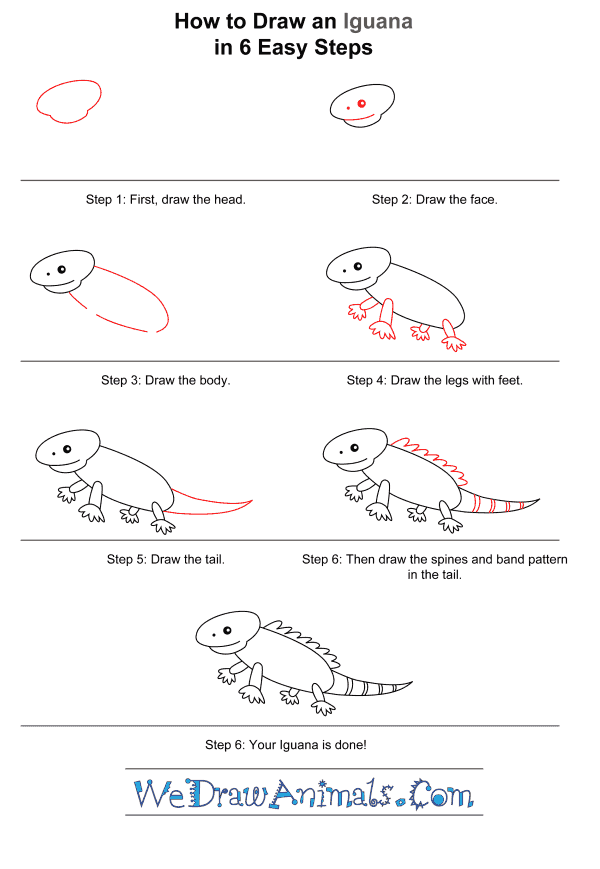 How to Draw an Iguana for Kids - Step-by-Step Tutorial