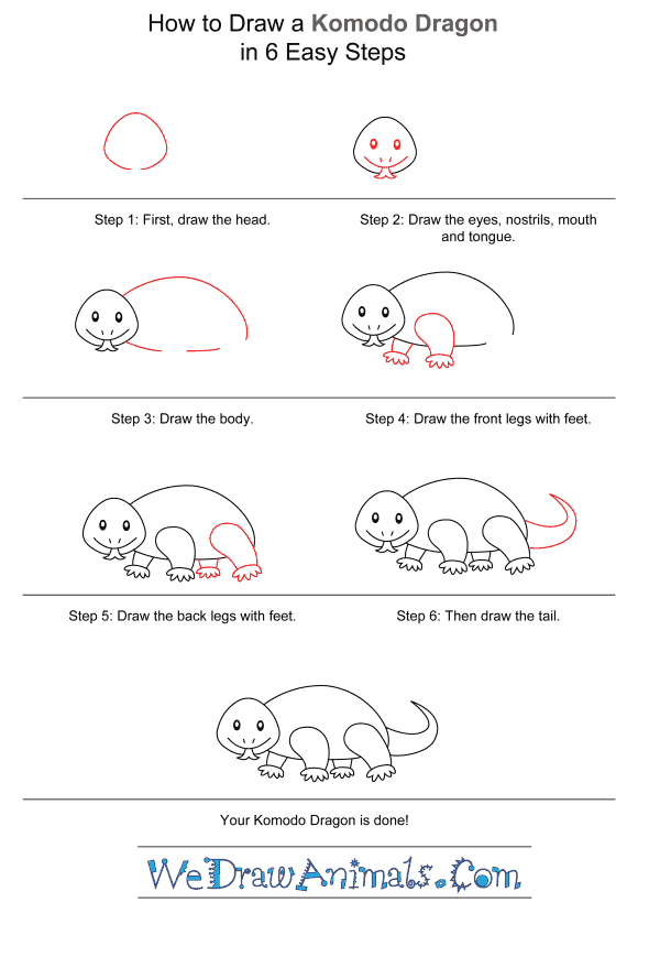 How to Draw a Komodo Dragon for Kids - Step-by-Step Tutorial