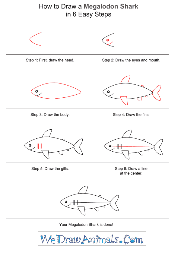 How to Draw a Megalodon Shark for Kids - Step-by-Step Tutorial
