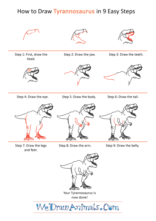 How to Draw a Realistic Tyrannosaurus - Step-by-Step Tutorial