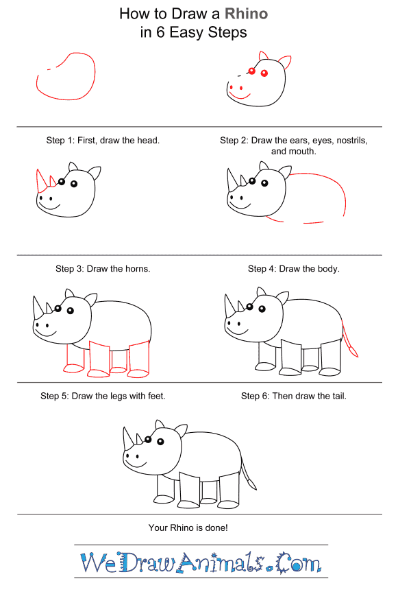 How to Draw a Rhino for Kids - Step-by-Step Tutorial