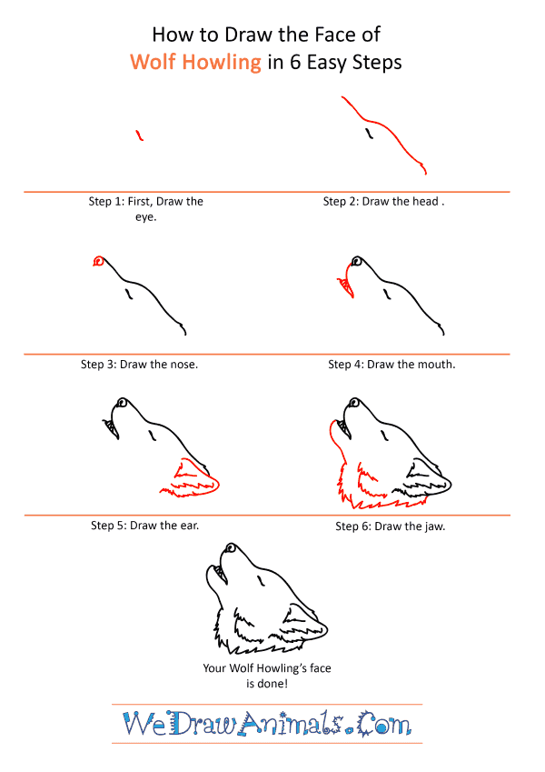 How to Draw a Wolf Howling Face - Step-by-Step Tutorial