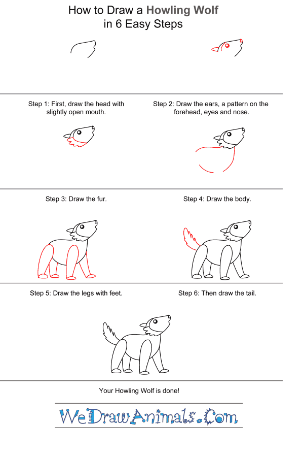 How to Draw a Wolf Howling for Kids - Step-by-Step Tutorial