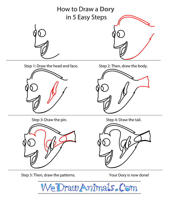 How to Draw Dory From Finding Nemo - Step-by-Step Tutorial