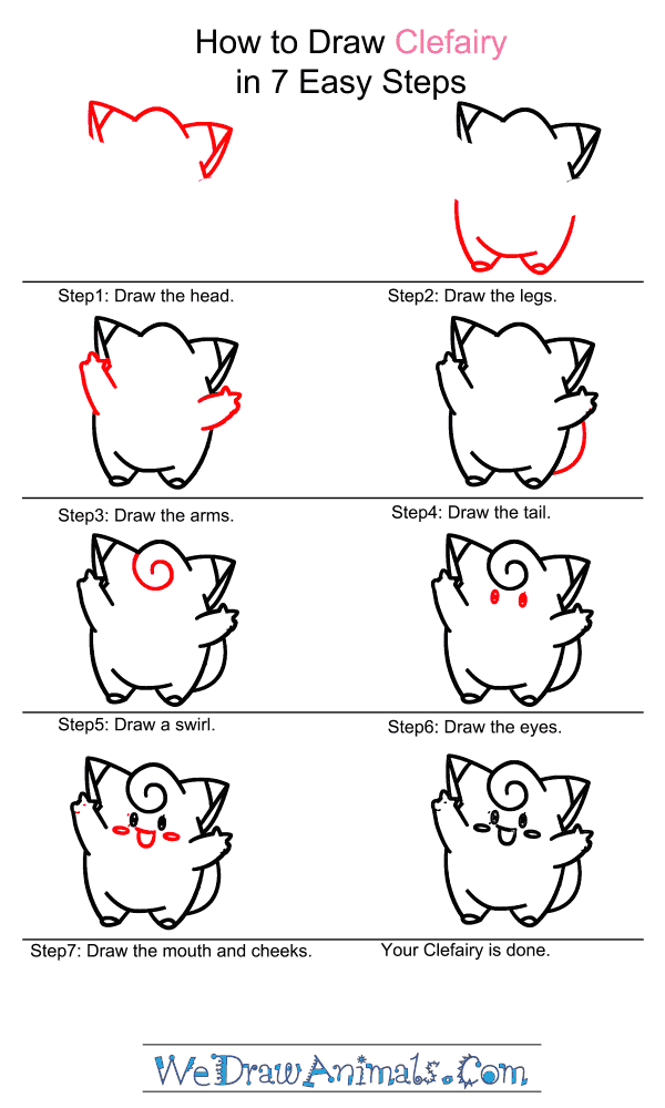 How to Draw Clefairy - Step-by-Step Tutorial