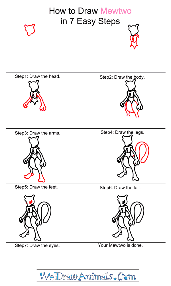 How to Draw Mewtwo - Step-by-Step Tutorial