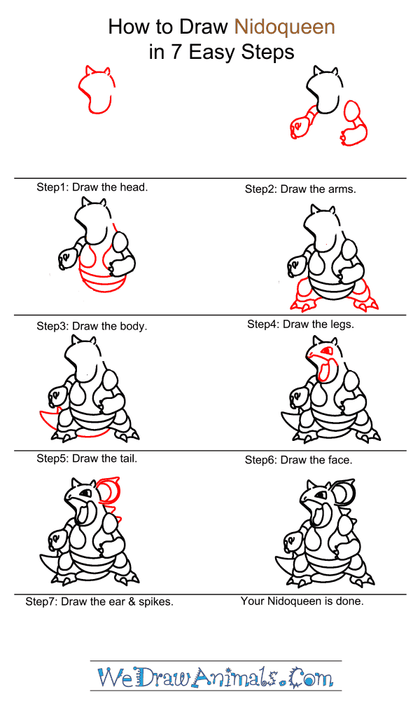 How to Draw Nidoqueen - Step-by-Step Tutorial