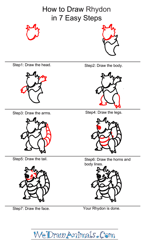 How to Draw Rhydon - Step-by-Step Tutorial