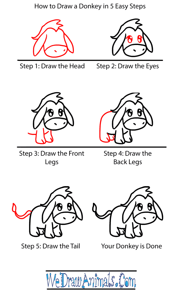 How to Draw a Baby Donkey