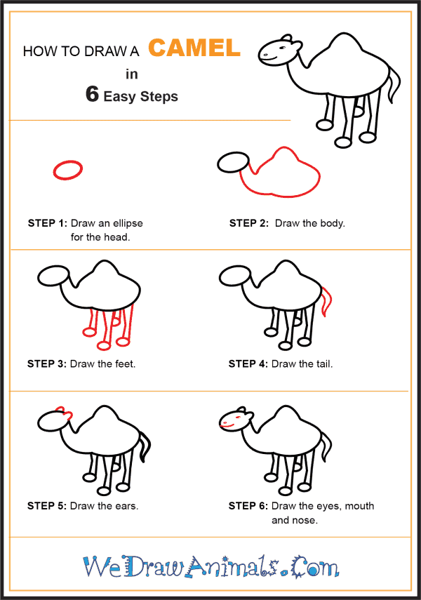 hur man ritar en kamel för barn - Steg-för-steg-handledning