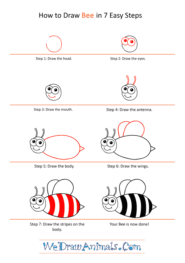 How to Draw a Cartoon Bee - Step-by-Step Tutorial