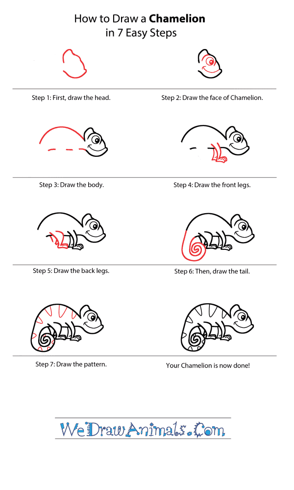 How to Draw a Cartoon Chameleon - Step-by-Step Tutorial