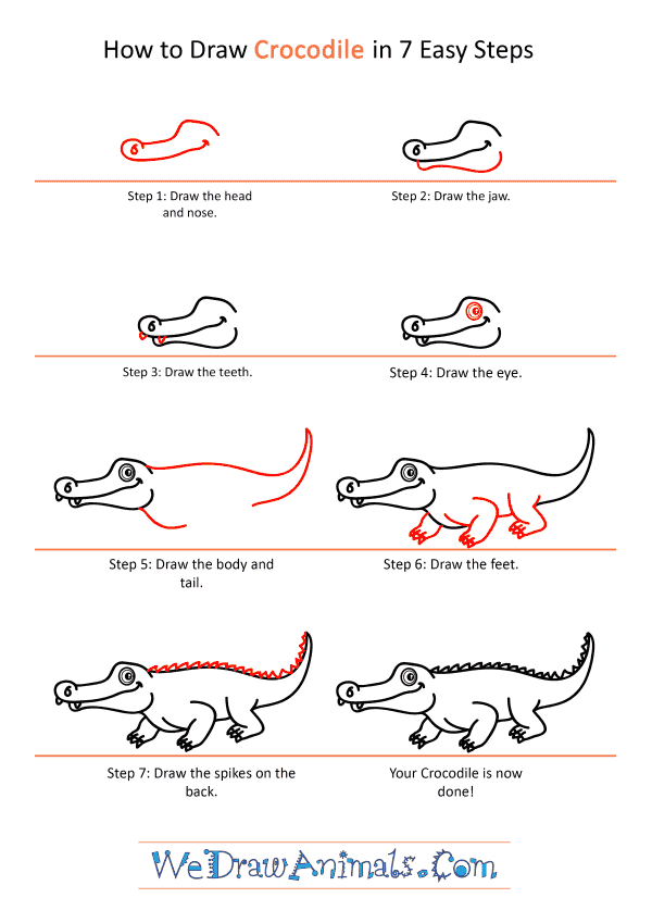 How to Draw a Cartoon Crocodile - Step-by-Step Tutorial