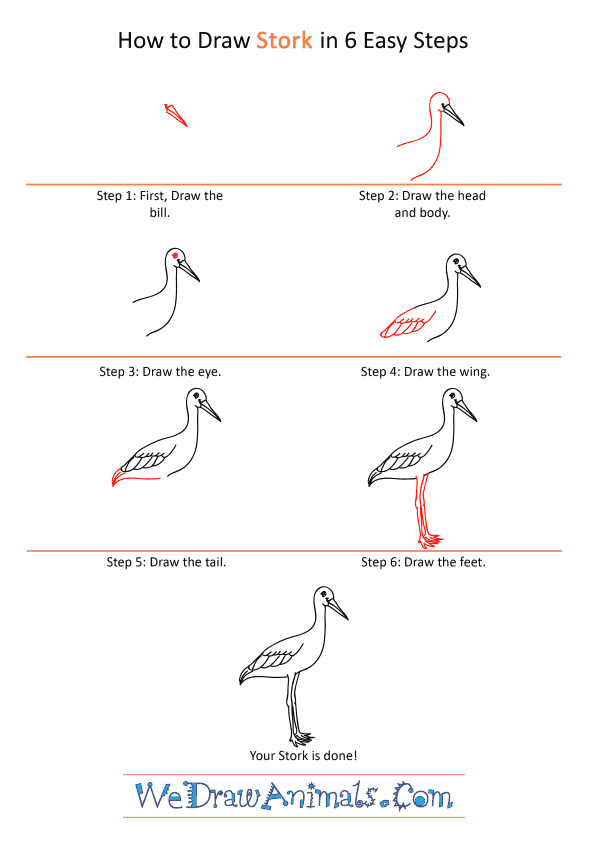 How to Draw a Cartoon Stork - Step-by-Step Tutorial